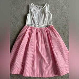 🩷Lilly Pulitzer Pink/White Pinstriped and Lace Dress🩷